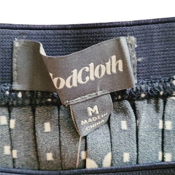 NWT Modcloth White Daisy Floral Polka Dot Blue Pleated Pull On Midi Skirt Sz. M - Picture 4 of 6